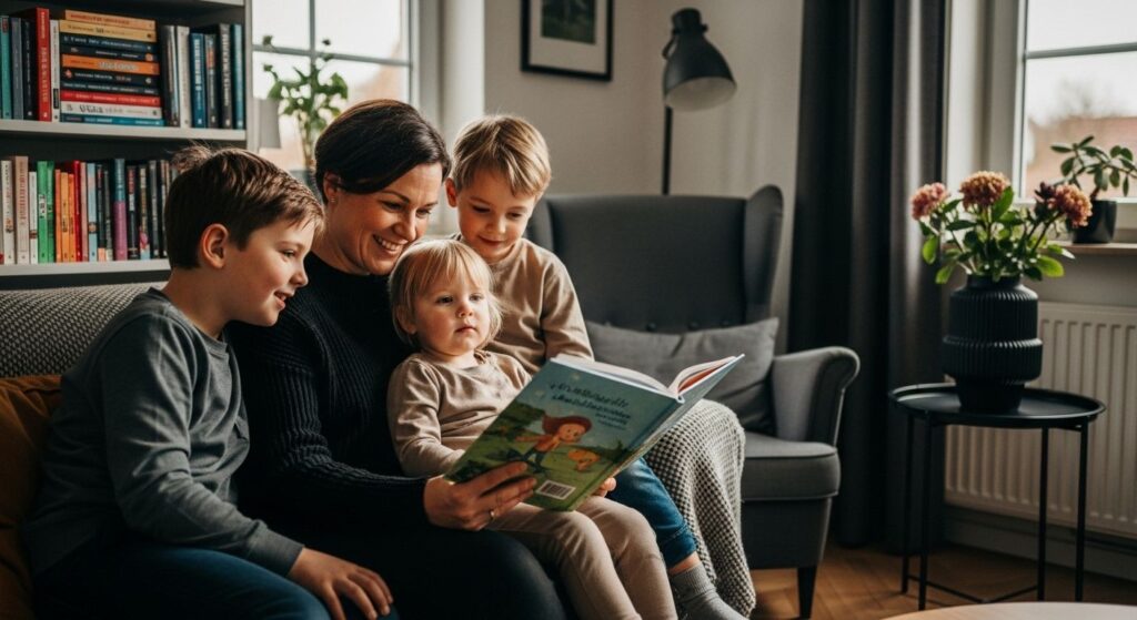 Familie Lesen Wohnzimmer