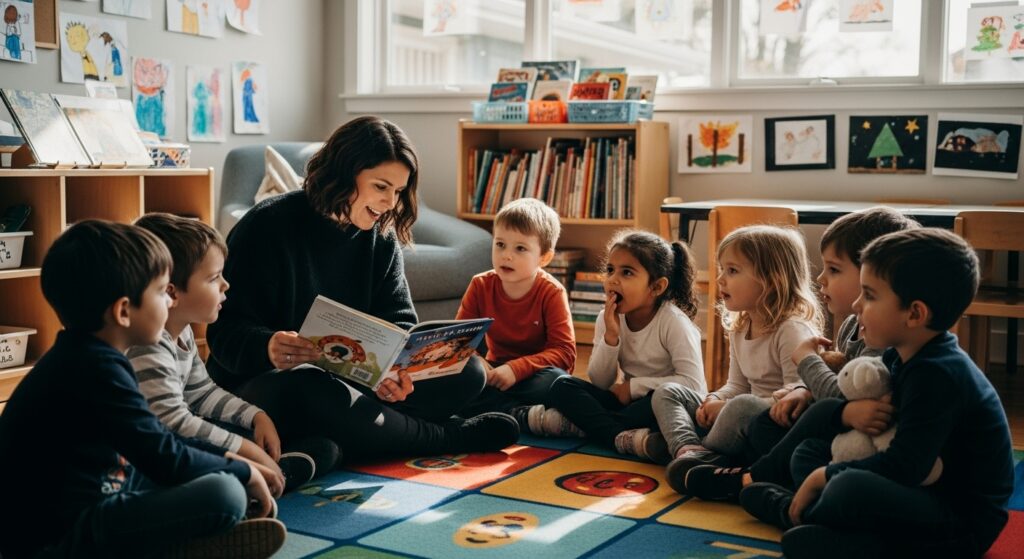 kindgerechte bildungsgeschichten, Vorlesen, Kindergruppe