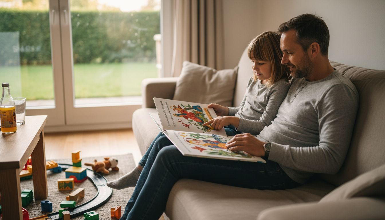 Gemeinsam mit den Eltern auf dem Sofa ein Buch anschauen – so macht Lesen richtig Spaß!