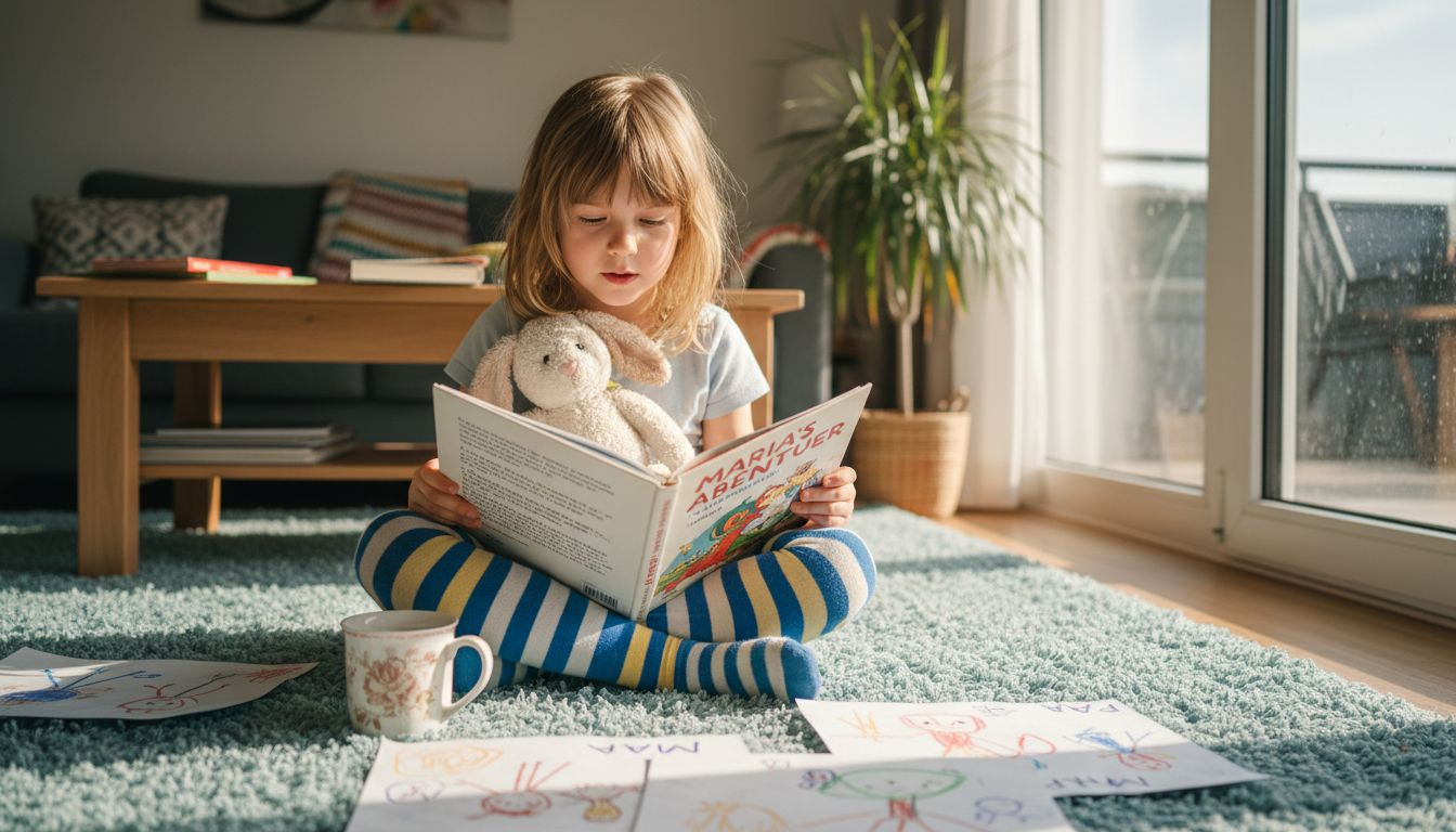 Ein Mädchen vertieft sich in ihr ganz persönliches Kinderbuch.